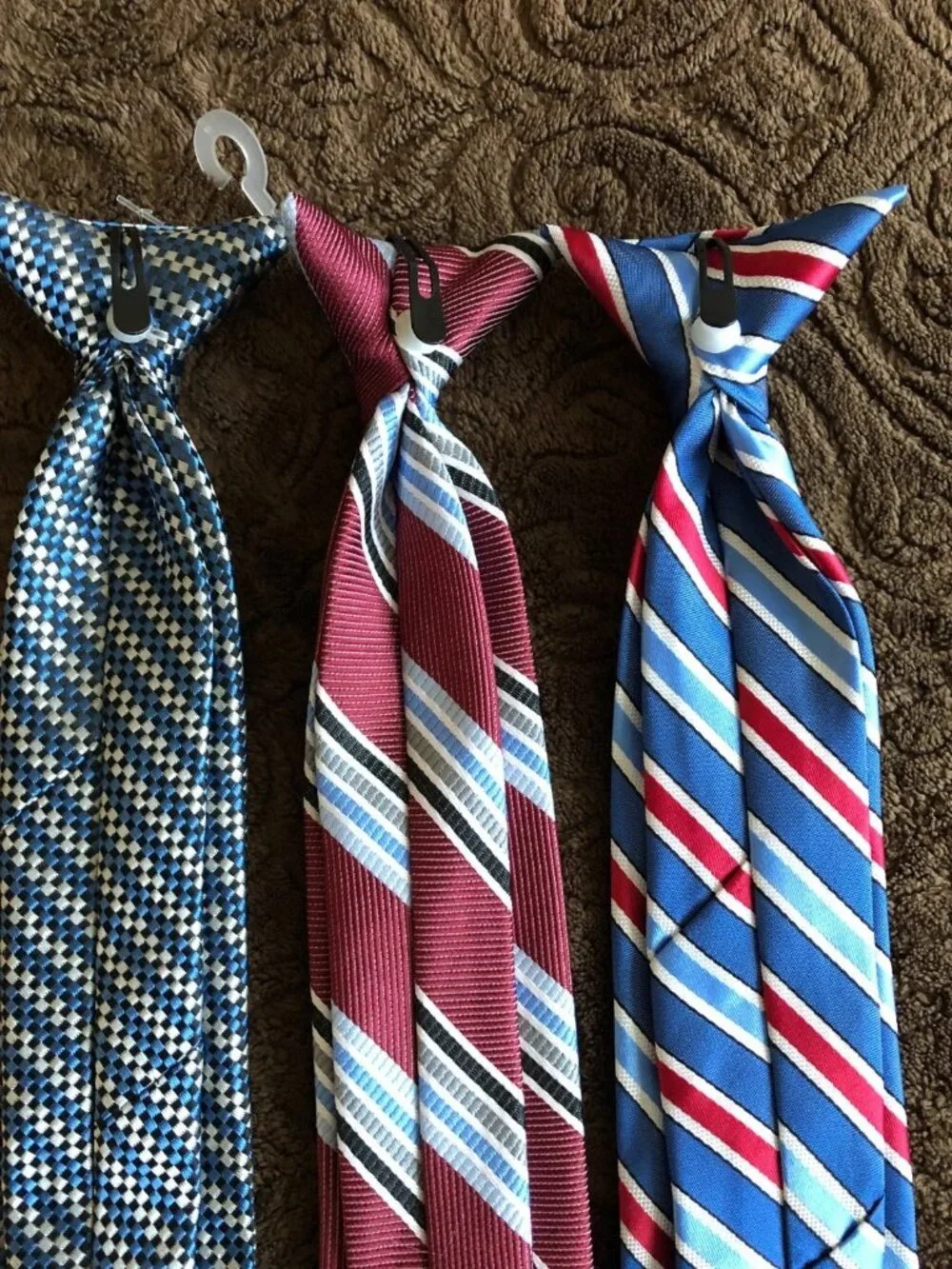 Three Polyester Multi Color Clip On Ties For Boys